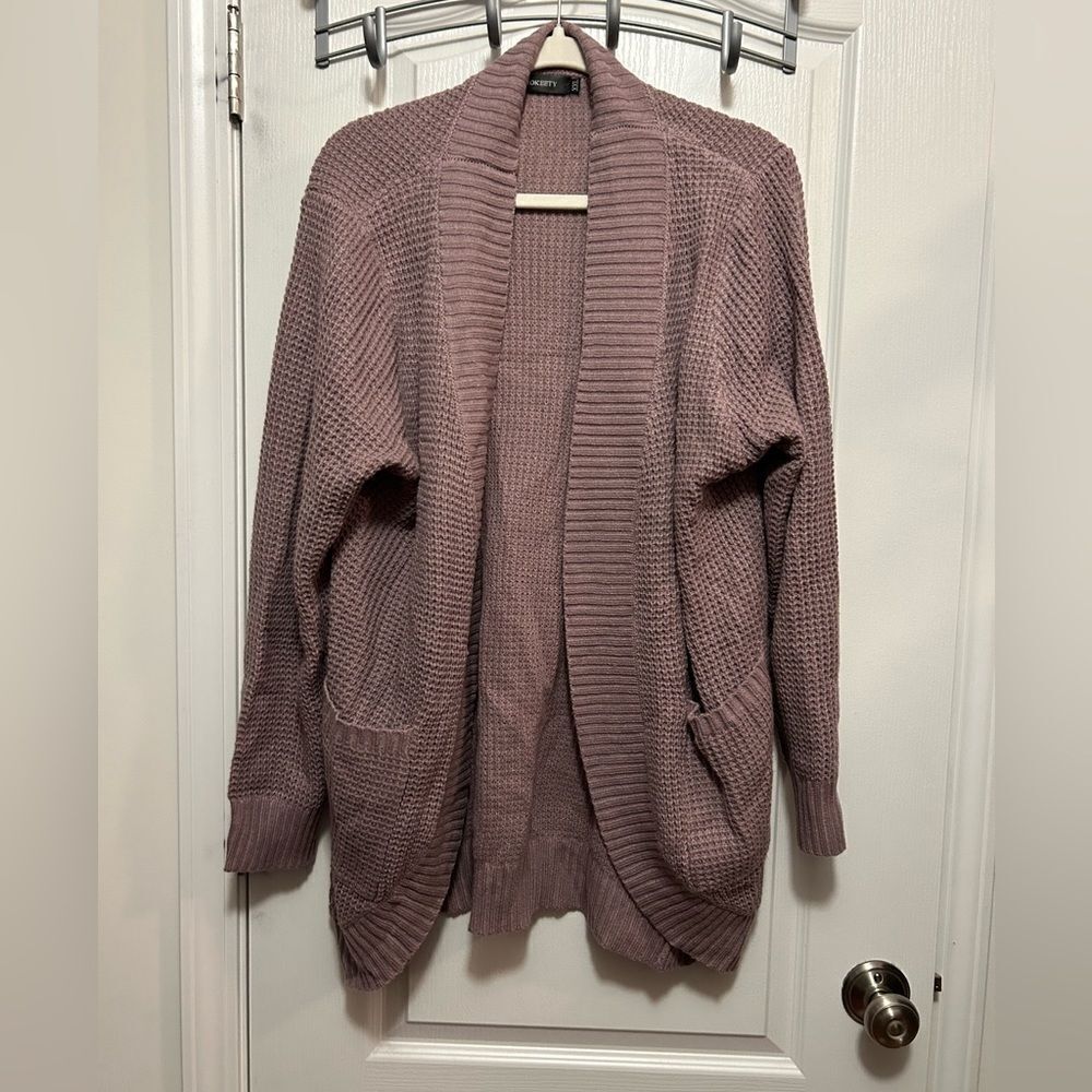 Merokeety pinkish purple open front sweater cardigan‎ women’s XXL soft and cozy